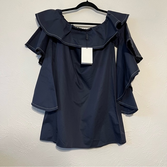 Alexis Rachel Off-the-Shoulder Ruffle Mini Dress Navy Blue NWT S - Picture 3 of 14